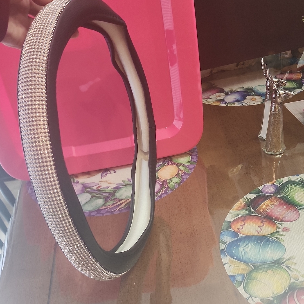 Elegant Black and Silver Carcstandard Steering Wheel Cover